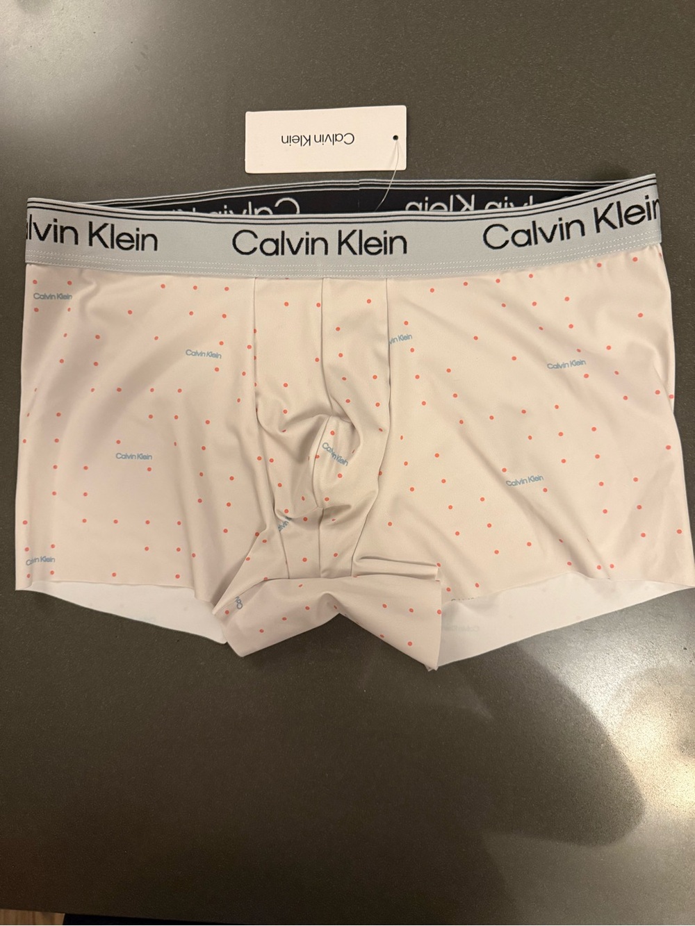 New Calvin Klein White Microdot Boxer Briefs / Low Rise Trunk. Microfiber